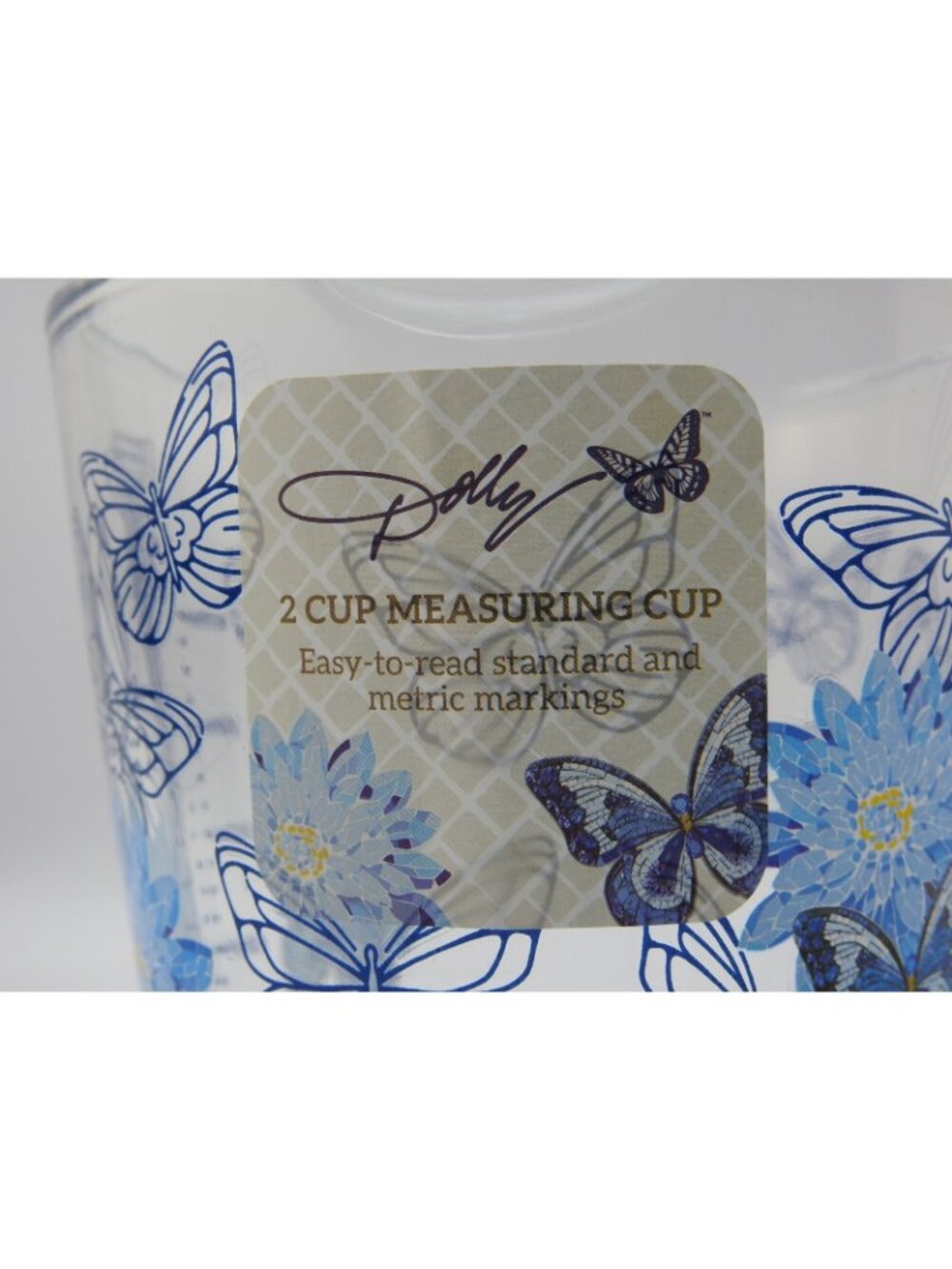 Dolly Parton Blue Butterfly Measuring Cup Glass 16 oz Limited Ed Guitar Design - Picture 4 of 5